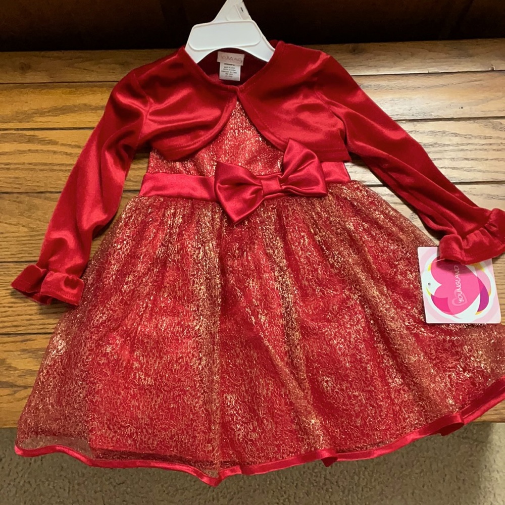 Girl’s 2-Piece Red Longsleeve Dress 2T